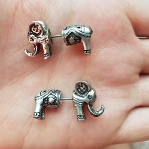 Elephant front and back earrings (silverl